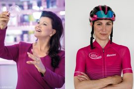 Auf dem Bild:Institutsleiterin Prof. Anita Frauwallner und der ehemaligen Spitzensportlerin Simone Kumhofer. Die werden jetzt von Martin G. Wanko interviewt.